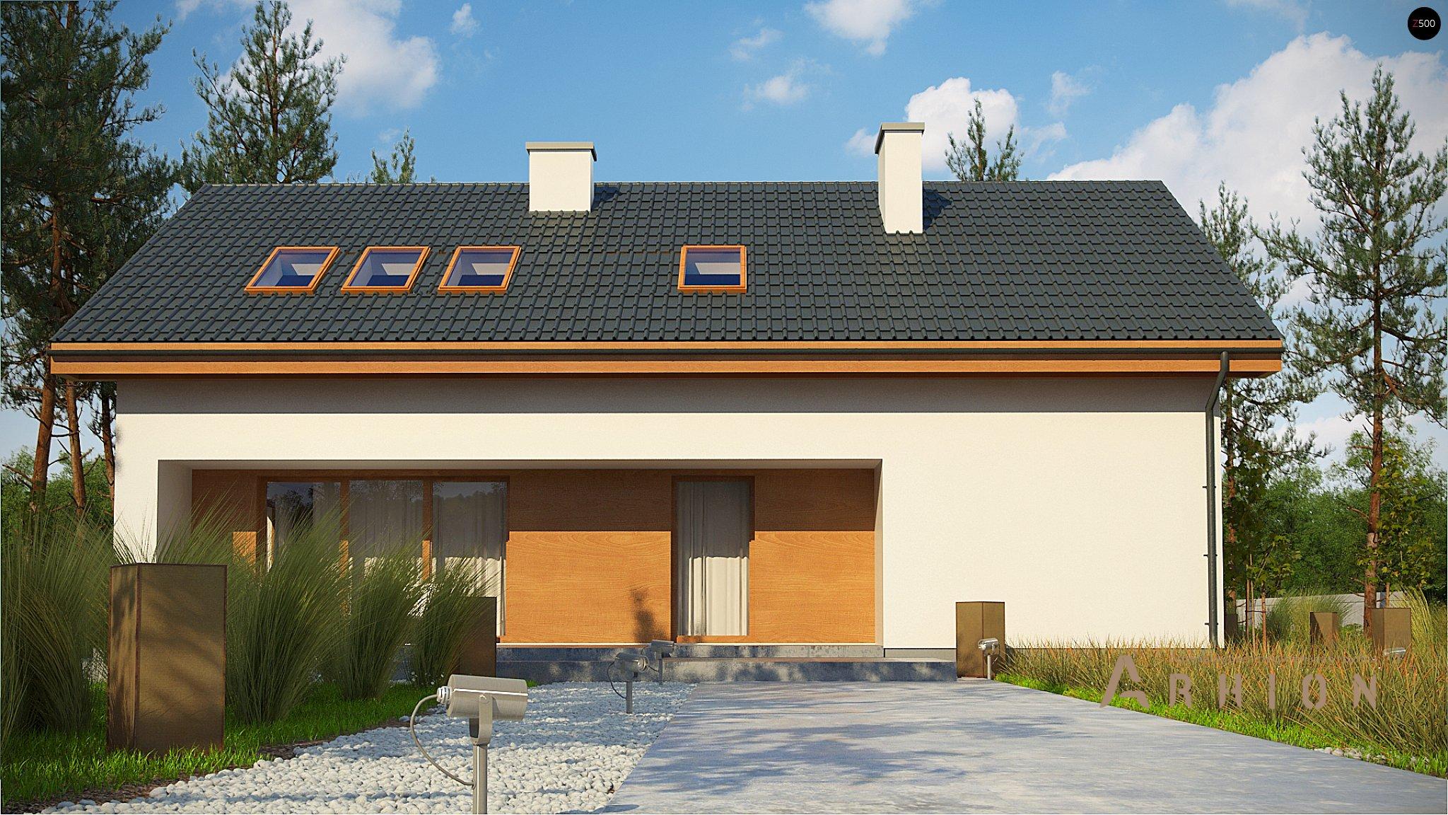 3. Проект одноэтажного дома в канадском стиле с двускатной кровлей, Z232 A, площадью - 179 кв c мансардой, терассой, гаражом